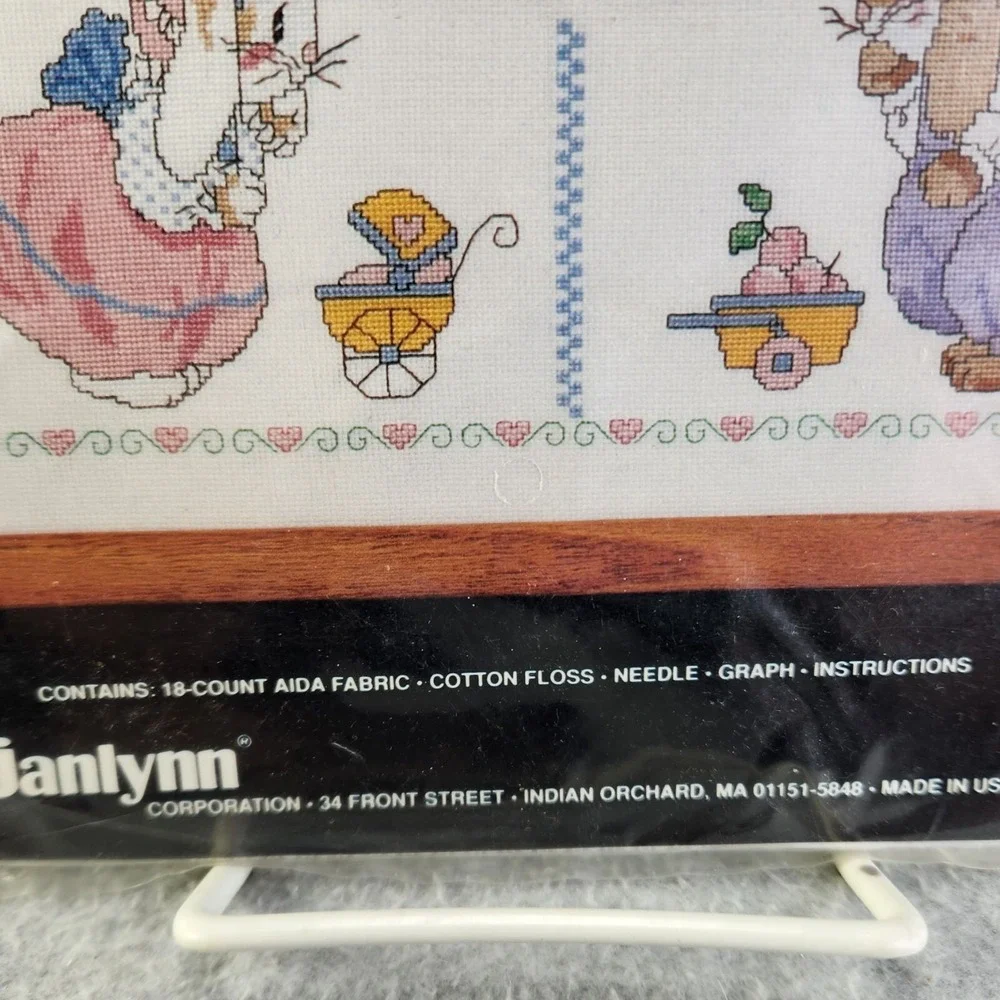 Birth Announcement Baby Sampler Counted Cross Stitch Kit Bunnies Personalize New